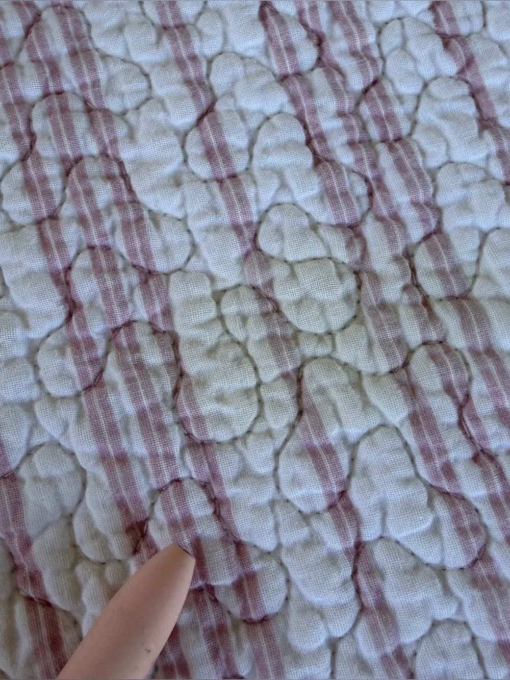 VTG Laura Ashley Reversible Floral Quilt Green Pink Roses Stripes 84x86 FLAWS